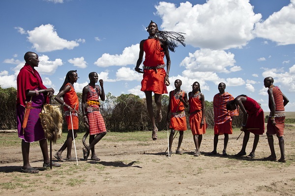 Maasai warriors jumping dance