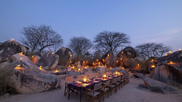 Romantic bush dinner under stars Ruaha